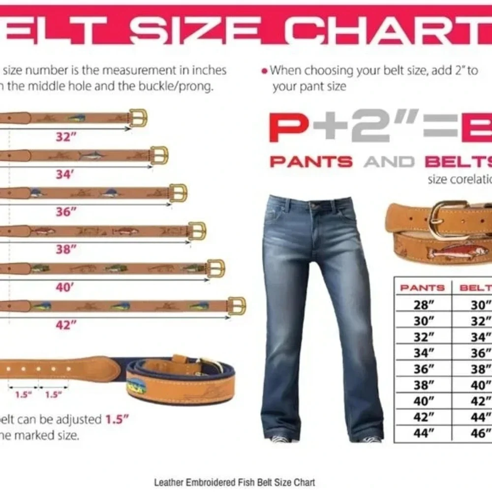 ZEP-PRO Embroidered Nubuck Fishing Scene Outdoor Wildlife Belt Size‎ 36